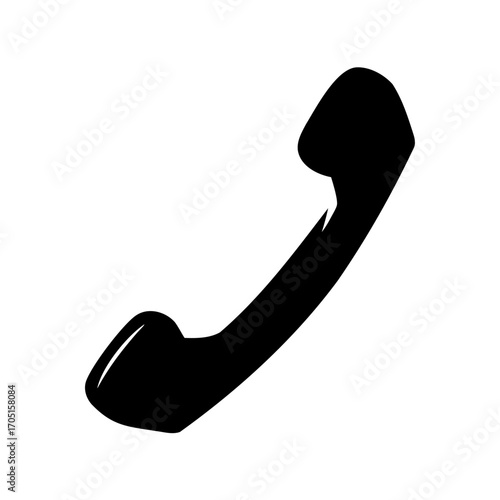 Black silhouette of a classic telephone receiver isolated against a white background