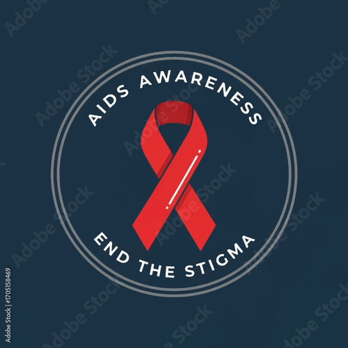 AIDS awareness red ribbon with end the stigma message