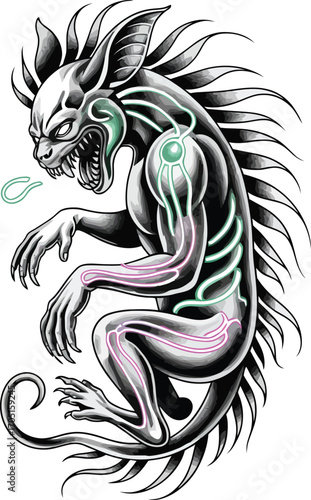 Stylized creature with glowing internal structures