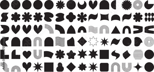 Diverse collection of abstract geometric shapes and symbols for modern design applications