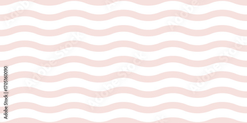 Pink wave stripe background. Seamless wavy lines in light pastel blue and white for baby design, nursery decoration, fabric, wallpaper or wrapping paper. Minimal decorative vector illustration.