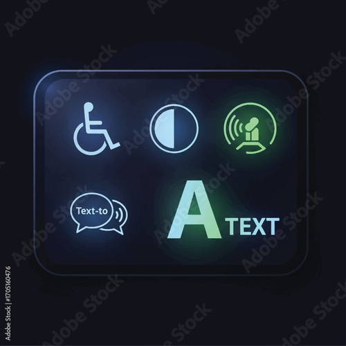 accessible vehicle control panel with icons and text