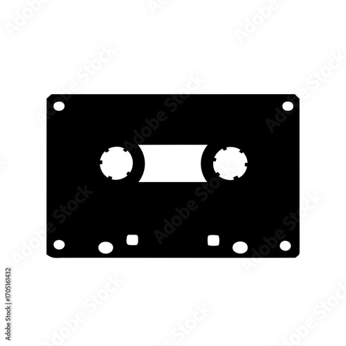 Retro Cassette Tape Silhouette Illustration of Vintage Audio Technology Media