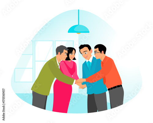 Business Professionals Engaging Success and High Five in Office with Start up Project.