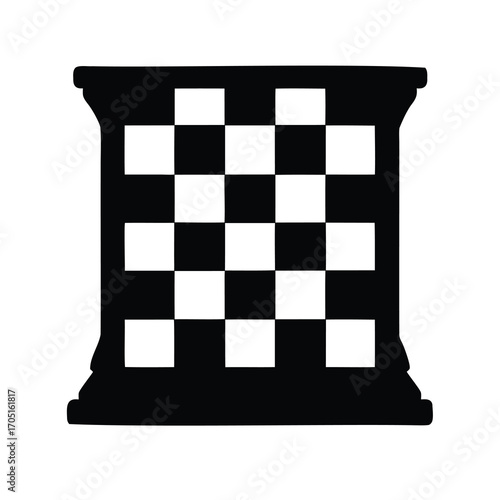 Abstract Chessboard Pattern Resembling a Castle Rook with Black and White Squares