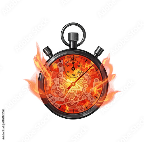 Burning stopwatch illustration