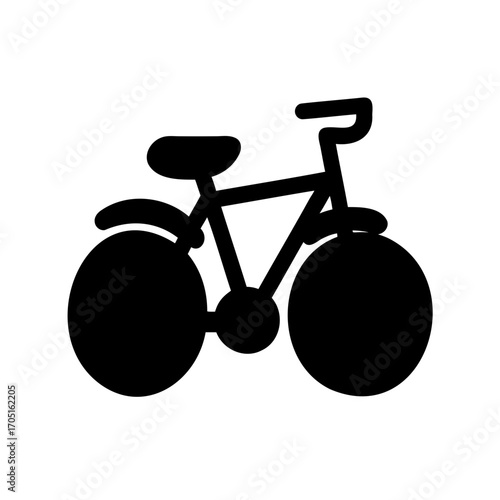 Simple black bicycle icon representing transportation and healthy living activities