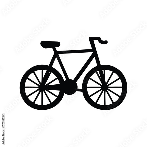 Stylized simple black bicycle icon, representing mobility and environmentally friendly transport