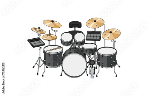 Drum set illustration for musicians or hobbyists