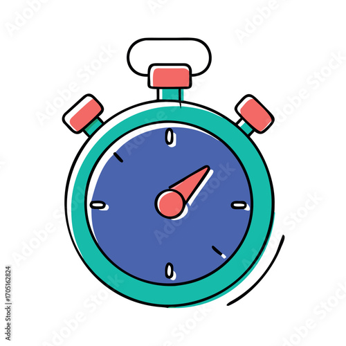 Cartoon Stopwatch with a Vintage Feel Showing Time Measurement and Accuracy for Sports and Fitness Tracking Concepts