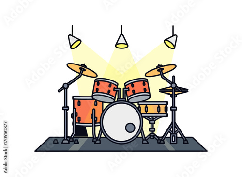 Drum set under stage lights