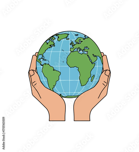 Earth held in hands global protection
