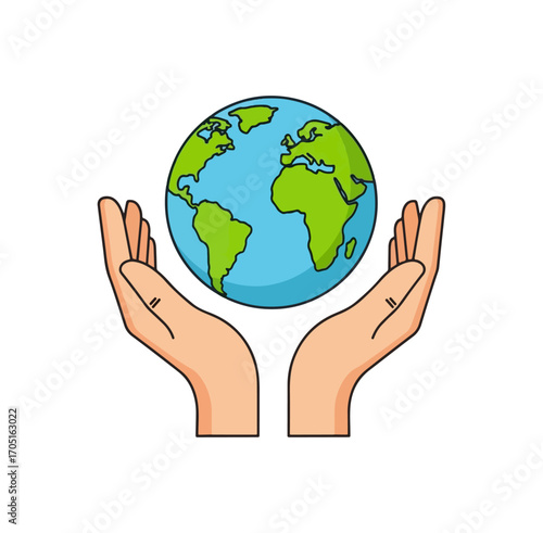 Earth held in hands illustration