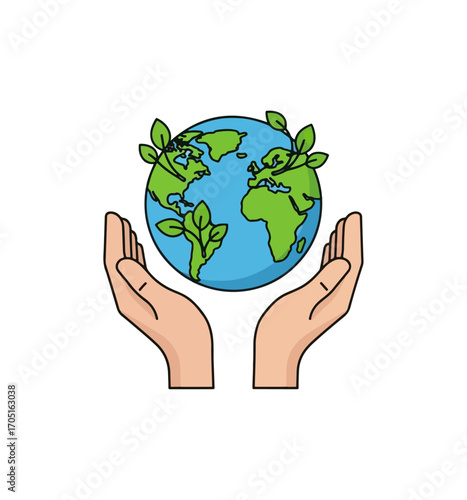 Earth held in hands illustration
