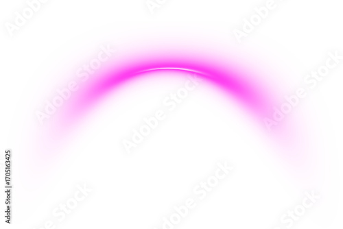 Glowing pink arc light effect with bright luminous abstract futuristic design transparent background.