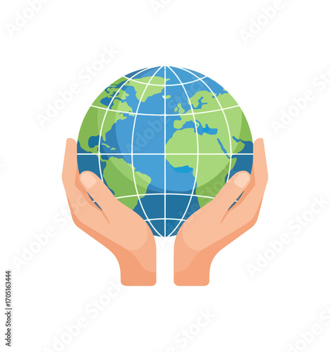 Globe held in hands earth protection