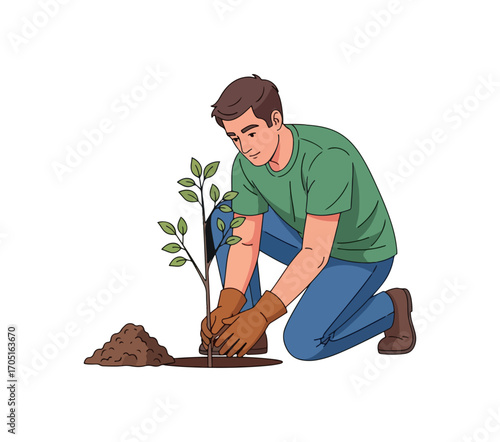 Man planting a tree illustration