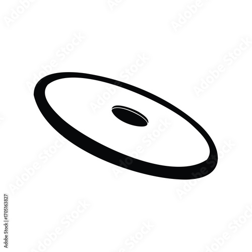 Abstract monochrome representation of a disk with a hole against white backdrop