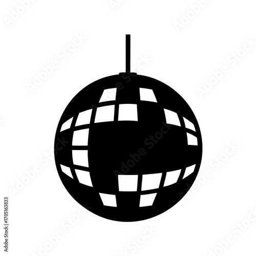Silhouette of a classic disco ball, reminiscent of dance clubs and parties