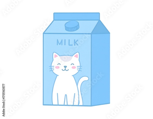Cute cartoon milk carton with a cat (1)