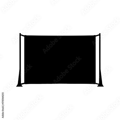 Black and White Silhouette of a Photo Backdrop with Support Stands