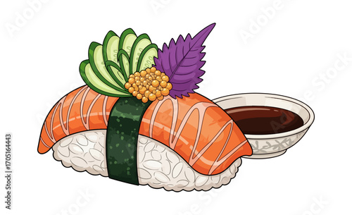 Salmon sushi illustration