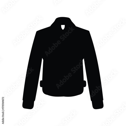 Stylized Black Silhouette of a Fitted Jacket with Buttons and Collar