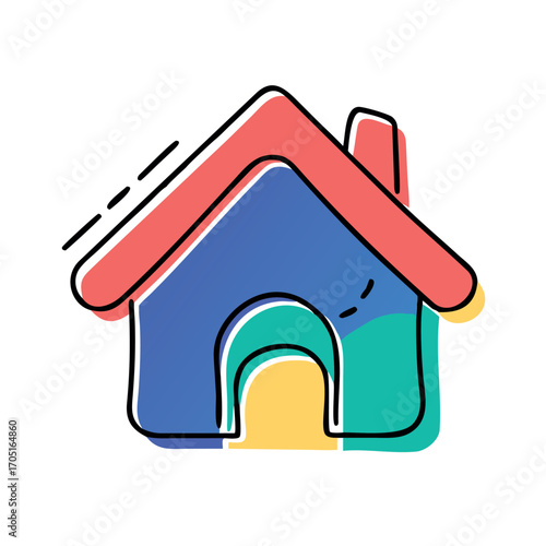 Colorful Cartoon House Illustration Whimsical Design and Playful Aesthetics for Childrens Content and Home Decor Accents