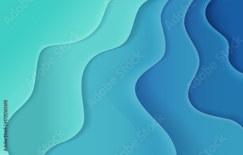 Vibrant abstract background with layered wavy shapes in smooth teal and deep blue gradients, creating depth, movement, and a calming aquatic effect with 3D-like visual folds