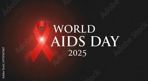Show your support this World AIDS Day 2025 with this impactful red ribbon design for awareness campaigns
