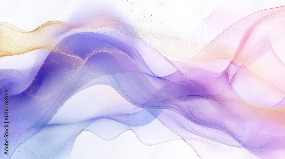 Obraz premium Abstract artwork with flowing hues and shimmering gold accents.