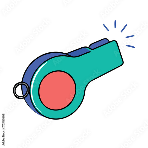 Vibrant Whistle Illustration A Colorful Sporting Icon Depicted with Sound Waves Emphasizing Playfulness and Energetic Activity Concept