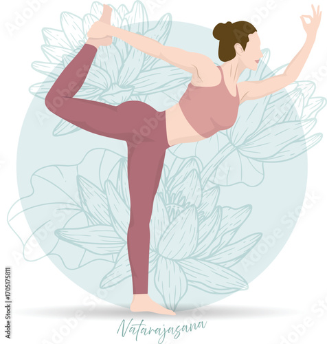 Yoga Dancer Pose and Lotus Illustration