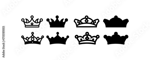 Crown icon set vector king crown illustration design symbols and elements