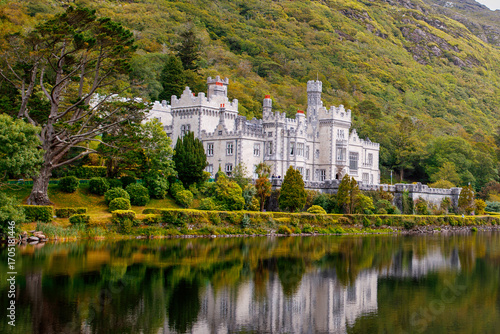Bild auf Leinwand Kylemore Abbey with water reflections in Connemara, County Galway, Ireland, Europe