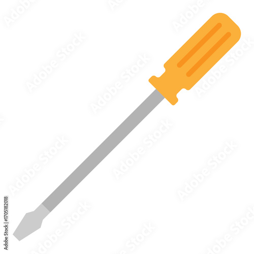 Flathead Screwdriver Illustration: Hand Tool for Repair and Construction
