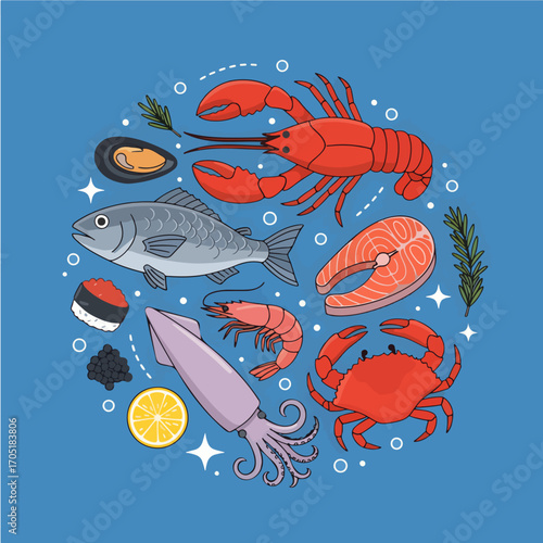 "Fresh Seafood Selection: Lobster, Fish, Crab, and More Delicacies"