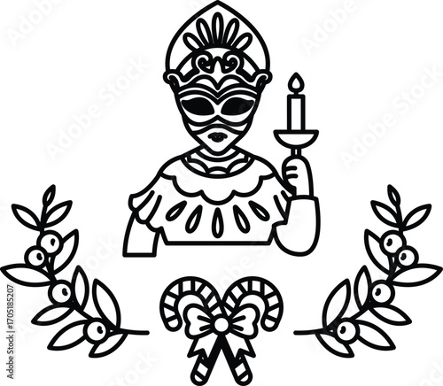 A man in a mask holding a candle