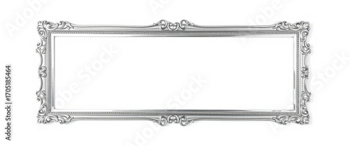 Elegant silver photo frame, isolated on white background,  silver frame,  clipping path