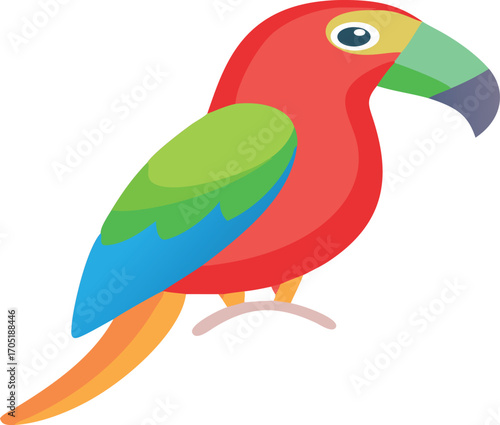Vibrant Cartoon Parrot with Colorful Feathers on a Transparent Background bird macaw