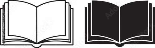 Open Book Study Icon in Outline and Solid Black Vector symbolizing study, reading, knowledge for exam preparation