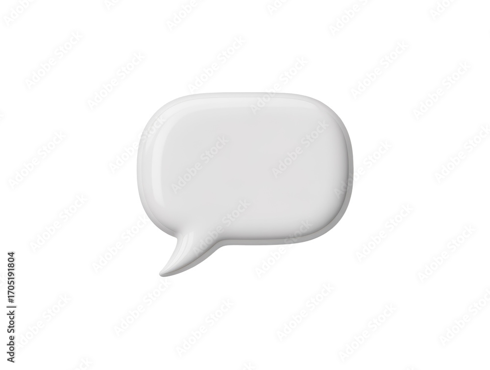 Fototapeta premium Simple white speech bubble icon for communication and messaging concepts isolated
