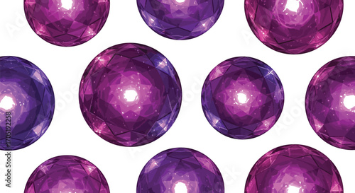 Seamless pattern of purple crystal balls, creating a mesmerizing and visually appealing design element
