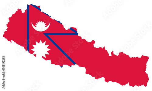 Maps of Nepal with Nepal Flag Asian Country
