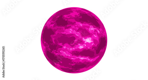 Pink sphere with swirling texture.