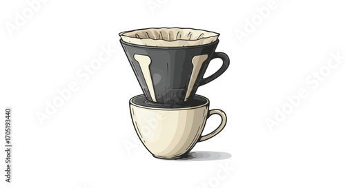 Pour Over Coffee Brewing Method in Ceramic Dripper.