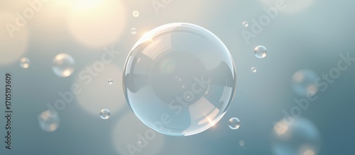 Wallpaper Mural Translucent bubble floating on a serene blue background. Torontodigital.ca