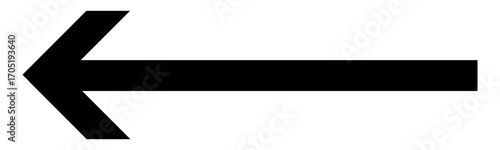Black arrow pointing left. Arrow shape element 
