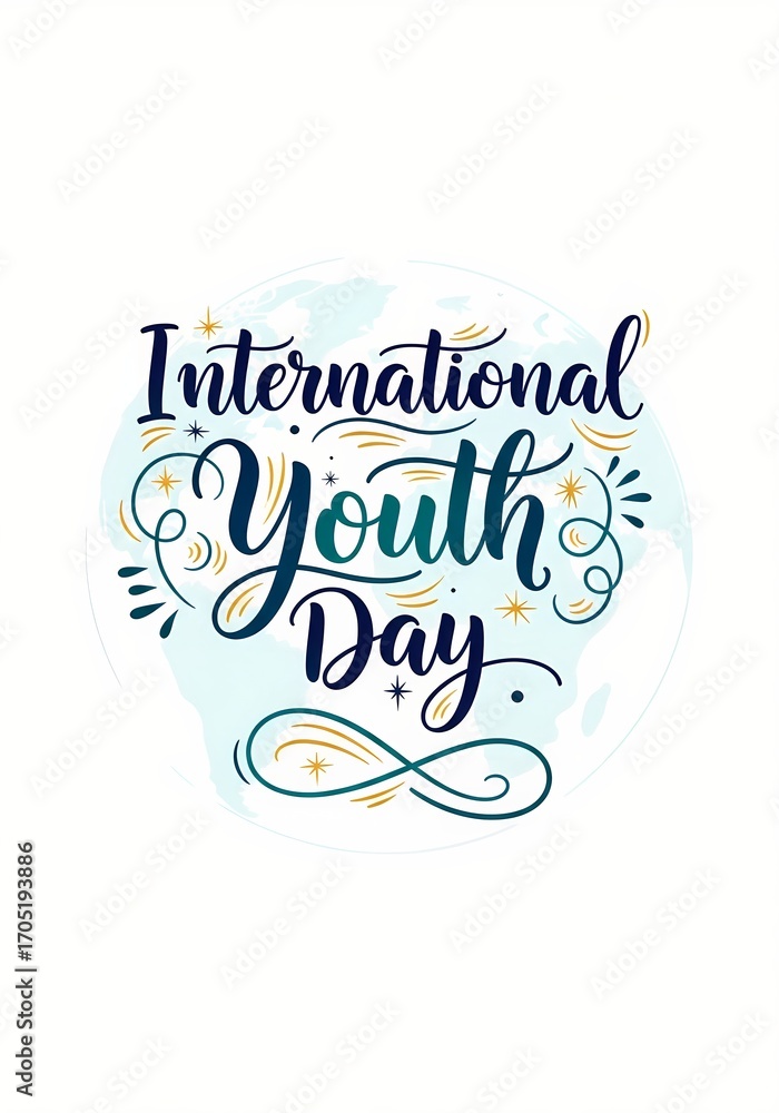 Obraz premium International youth day celebration design with vibrant calligraphy for posters and cards