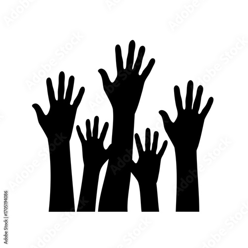 A Crowd of Raised Hands Symbolizing Unity, Support, or Participation